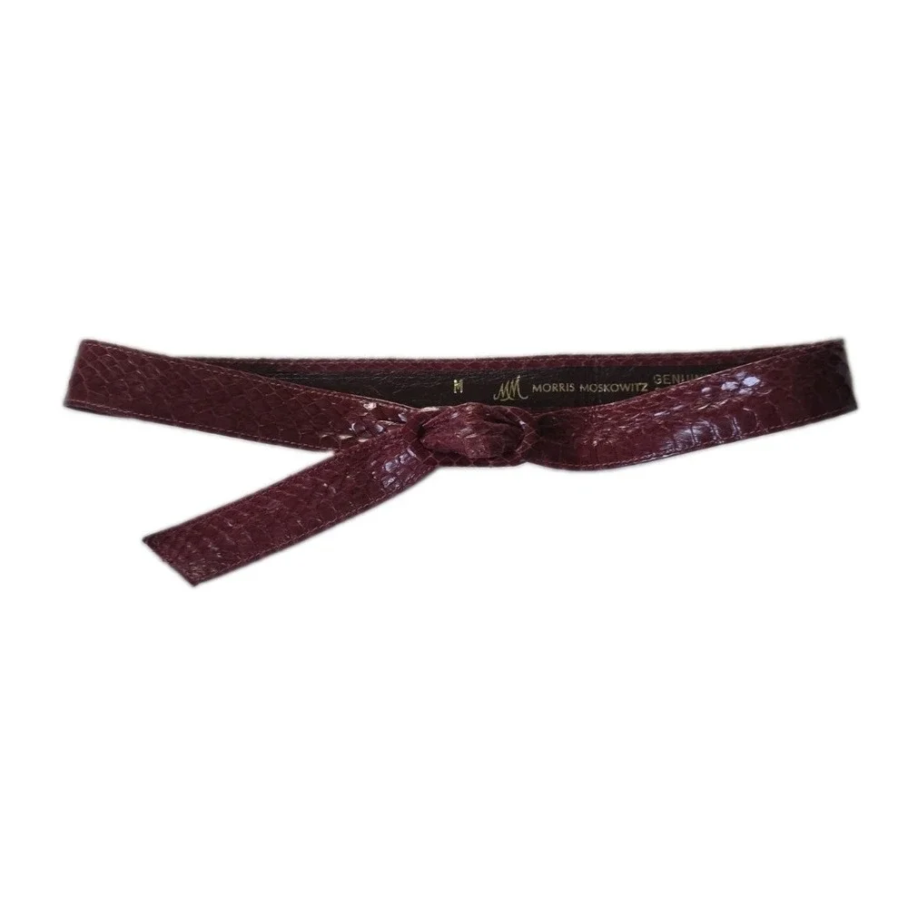 Vtg Morris Moskowitz Burgundy Size M Genuine Reptile Belt RARE
